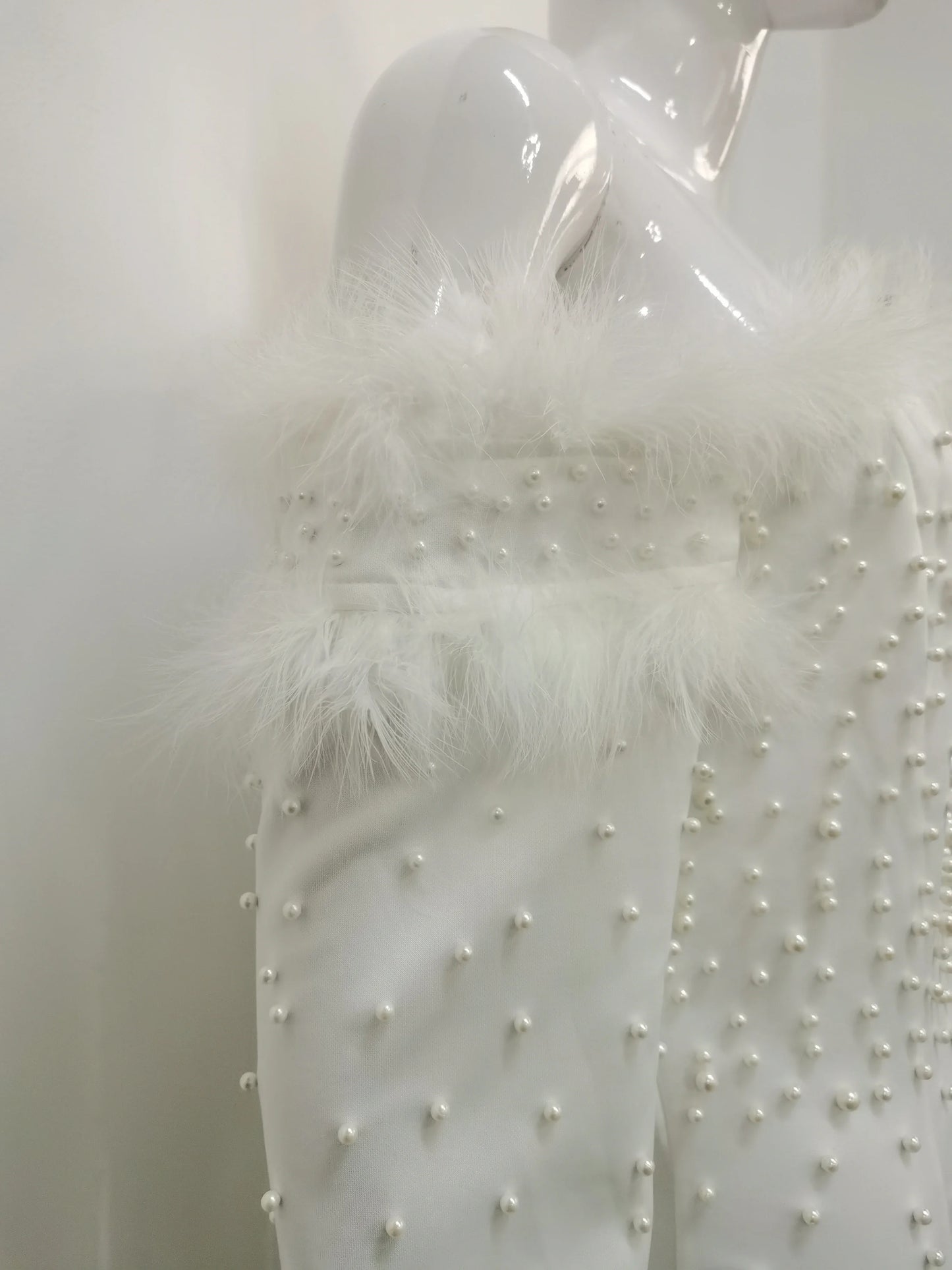 Feather White Dress