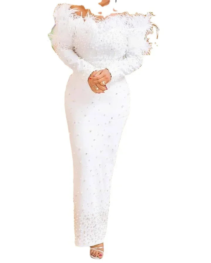 Feather White Dress