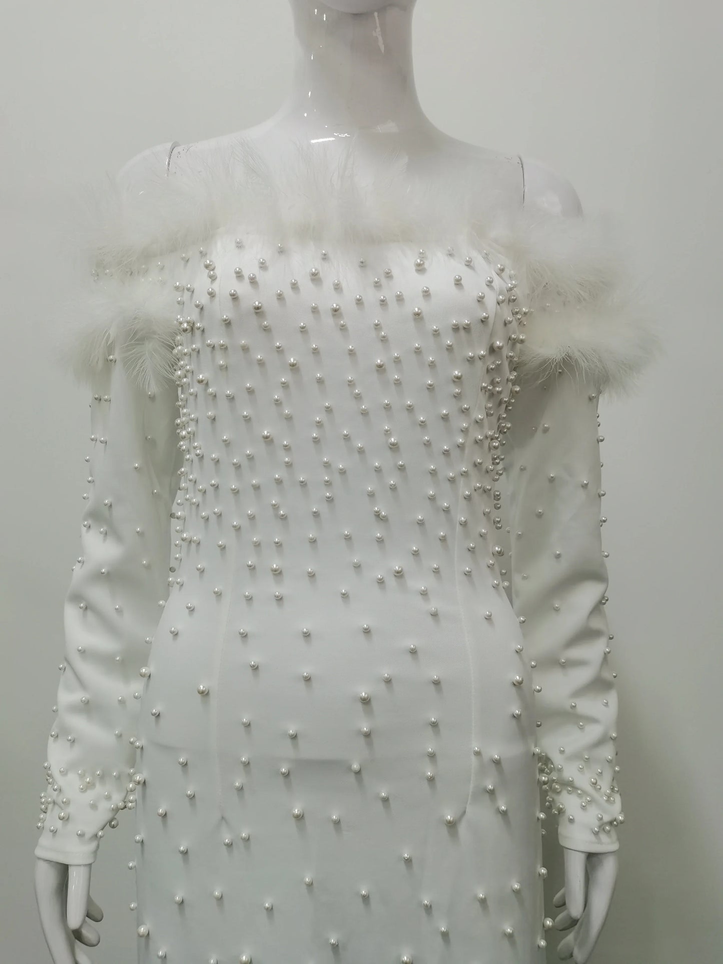 Feather White Dress