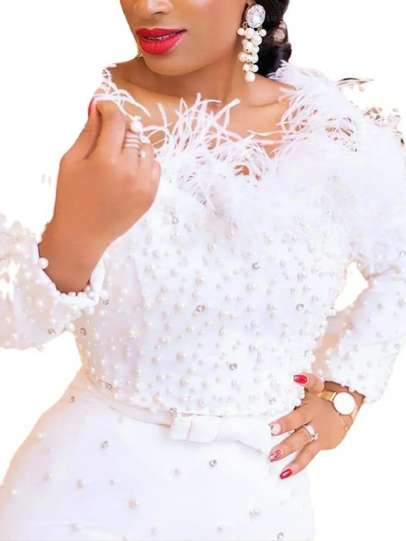Feather White Dress