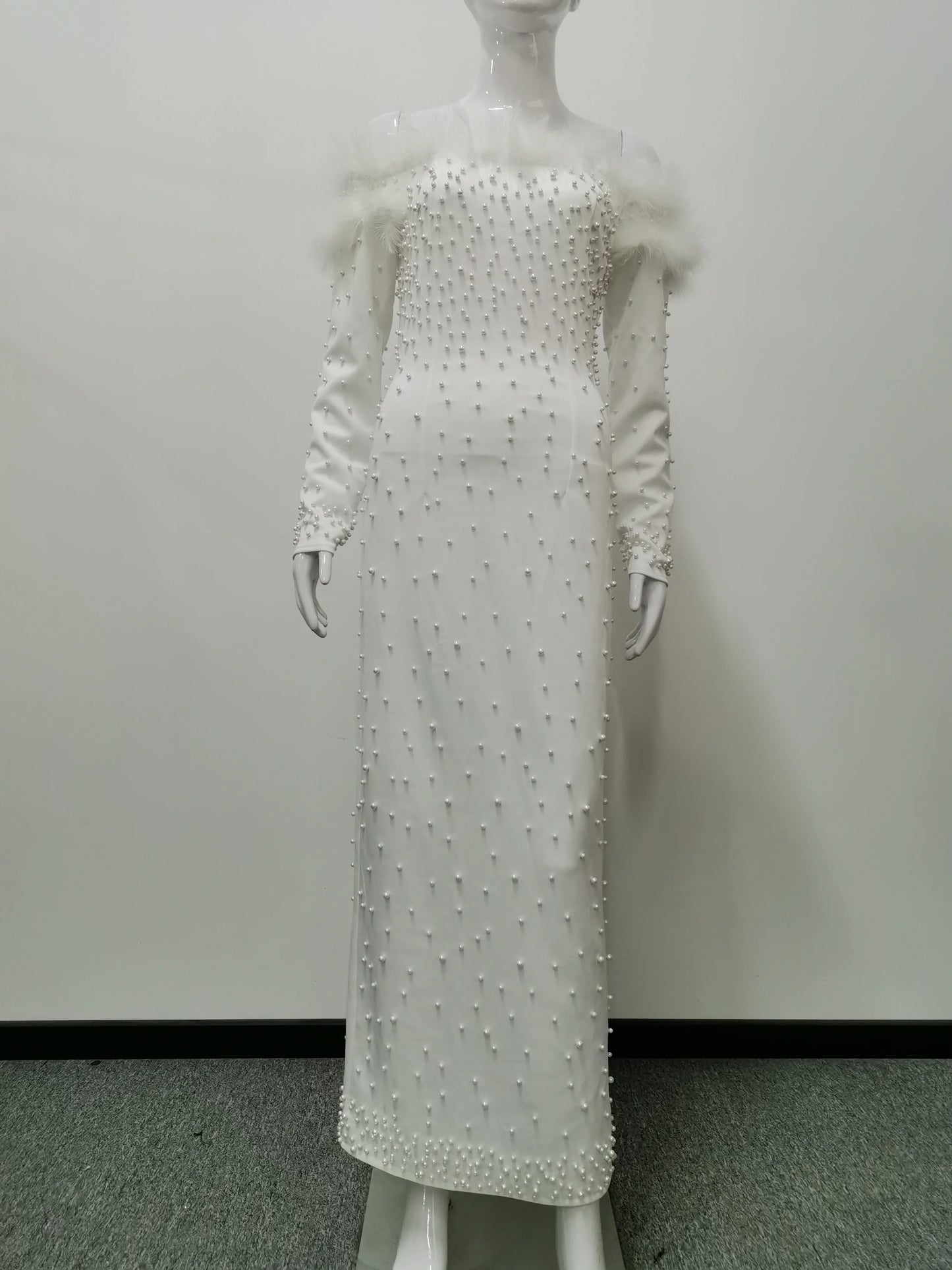 Feather White Dress
